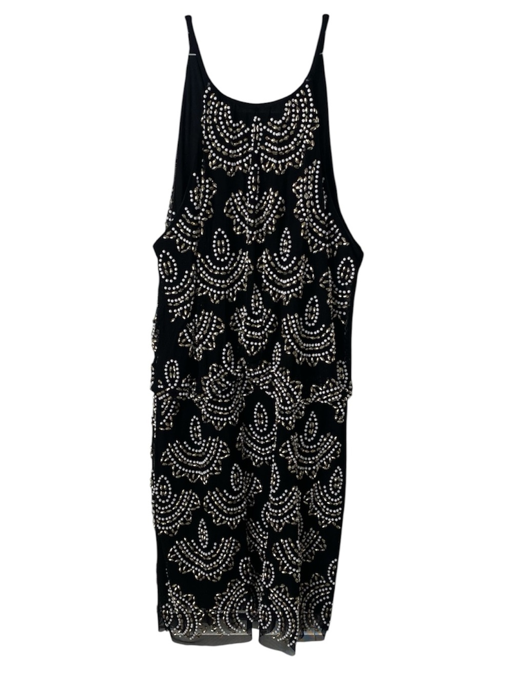 XSCAPE Black Gold Beaded Prom Cocktail Dress Size 8 Formal Glam - Picture 2 of 7